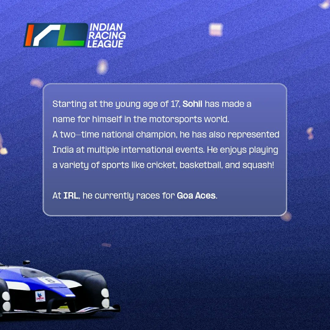 Irlofficial1's tweet photo. Wishing Sohil Shah a very happy birthday!
As the young star turns 22, letβs take a quick look into his career!
#GearUpIndia #IndianRacingLeague
#happybirthday #birthdaywish #birthdayboy #birthdaycelebration #racingtrack #racingislife #motorracing #indianaracing #motorsports https://t.co/E2ahgo27Rt