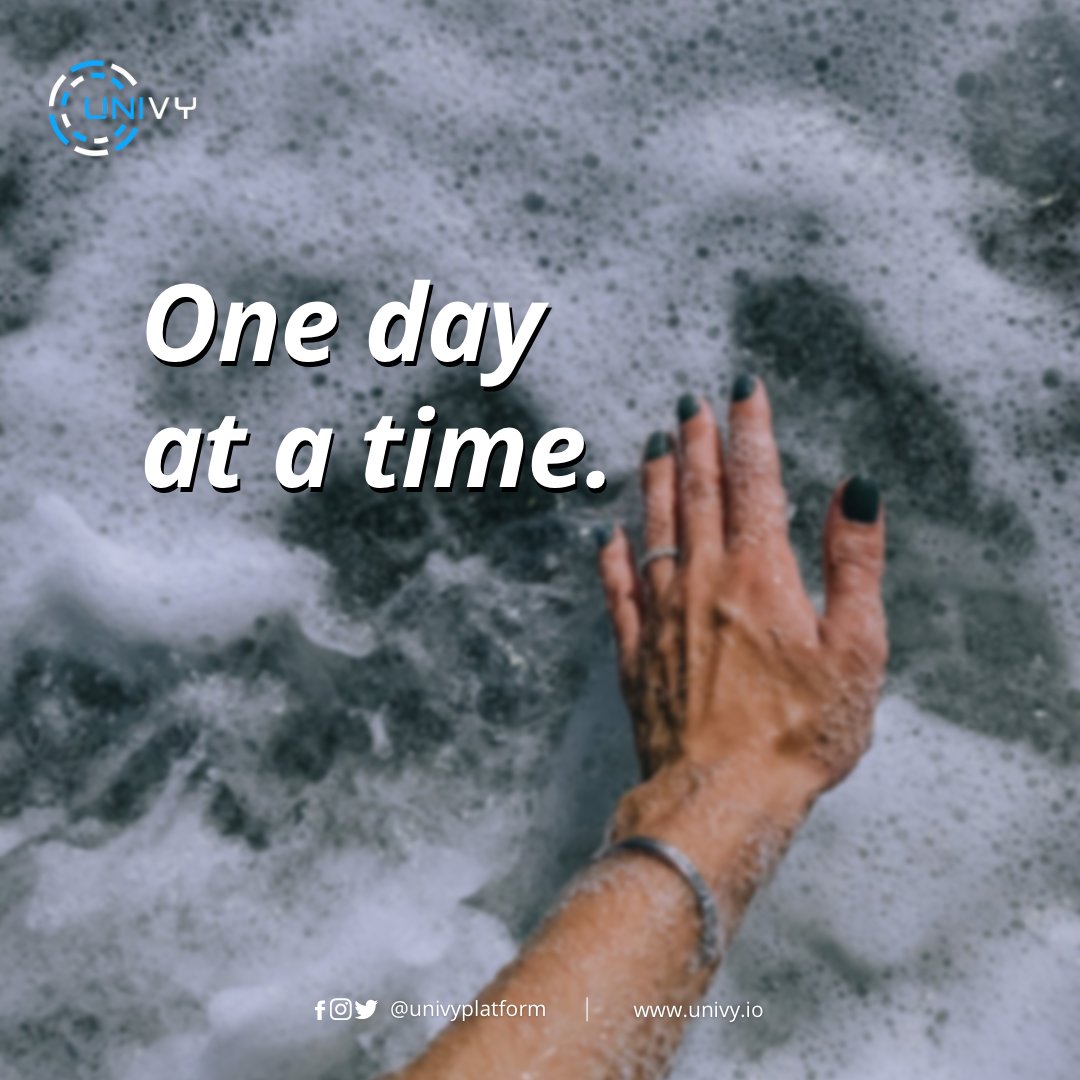When things get heavy, just take it one day at a time.

Univy, the platform for content creators.
univy.io

#Univy #UnivyQuotes #createthelifeyouwant #remindtoself #successmindsets #motivationalquotesforlife #mindsetmattersmost #createthelifeyouwant