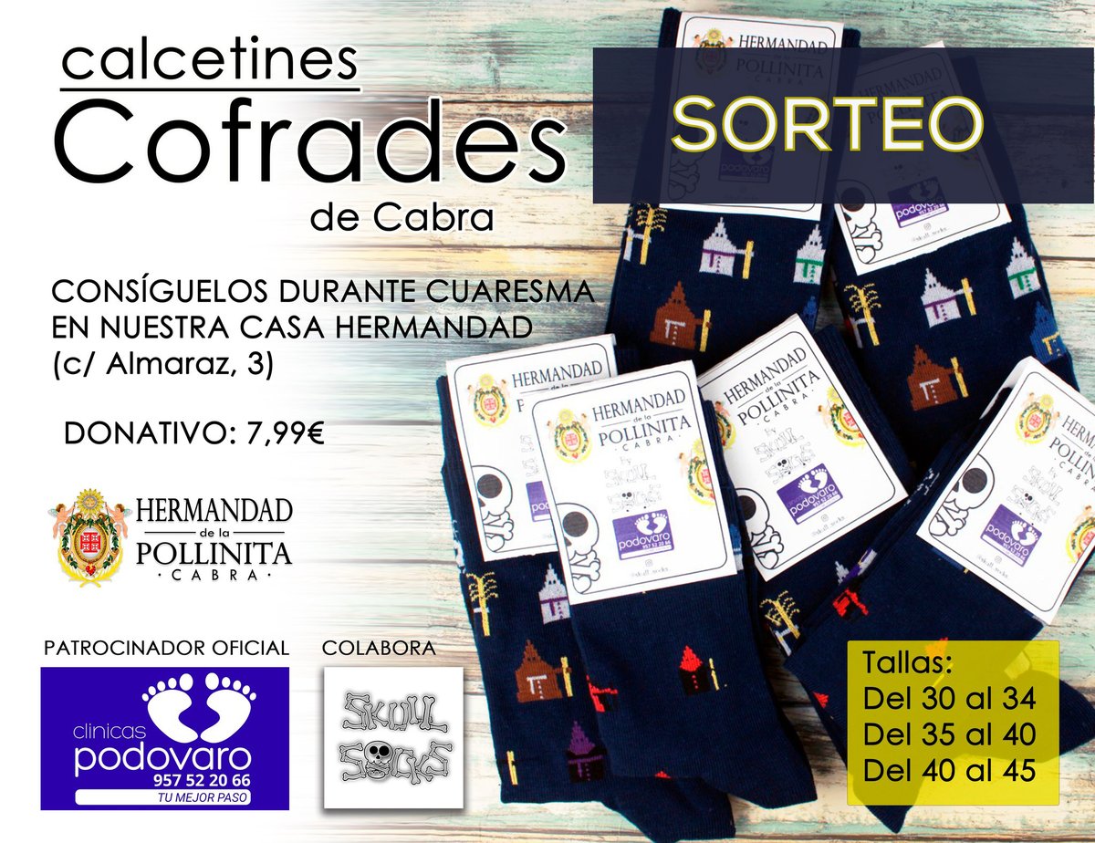 ⭐🧦SORTEO⭐🧦
Sorteo calcetines de la Semana Santa de Cabra  
➖Darle a Me Gusta a la publicación 
➖ Seguir a Cuaresma Egabrense y a <a href="/Pollinita_Cabra/">Pollinita de Cabra</a> 
➖Retweetear esta publicación
➖ Nombrar a dos personas
#sorteo #cuaresma #Cuaresma2023