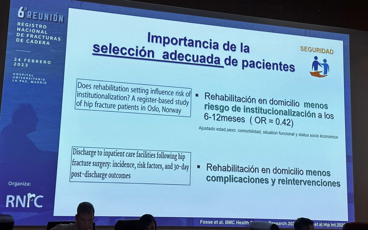 GeriatriaLaPaz's tweet photo. Hoy en la 6a Reunión del Registro Nacional de Fractura de Caderas, los ponentes explican la importancia del trabajo multidisciplinar, los distintos recursos de derivación ajustados a cada paciente y nos enseñan la trayectoria de este proyecto, ya reconocido a nivel internacional https://t.co/R5KNV6ZD70