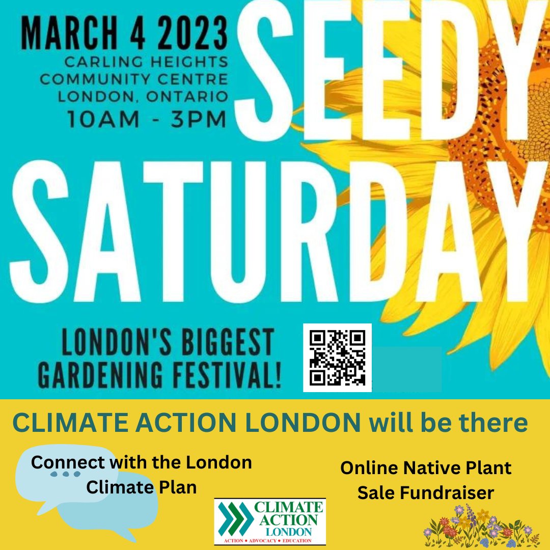 Stop by at our booth at Seedy Saturday to chat about our Online Native Plant Sale 🌱 and easy ways to support Climate Action including our 'Connect with the London Climate Plan' campaign 🌍 (climateactionlondon.ca/london-climate…)

#climateaction #environment #green #ldnont #ldnontclimateaction