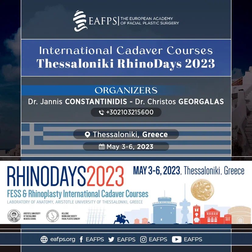 🗣️It is a great pleasure to invite you to the International #CadaverCourses - #Thessaloniki #Rhino Days οn Μay 3-6 2023.🙌