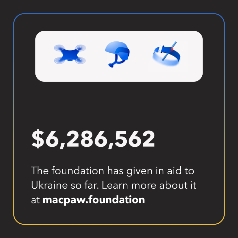 Setapp's tweet photo. One year ago, russia attacked Ukraine in an unprovoked, illegal attempt to take its land and people. Swipe to see what’s been done so far and how you can #supportUkraine 👇