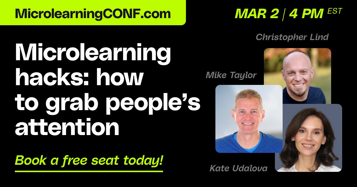 Tune in to learn how to create powerful #microlearning that drives activation and impact! ⭐️ Book a FREE seat at microlearningconf.com today.