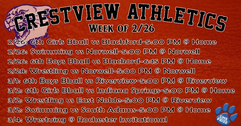 cms_cougar's tweet photo. Here are this week's sporting events!

#CMSCougarPride https://t.co/4yNKGz5ZTr
