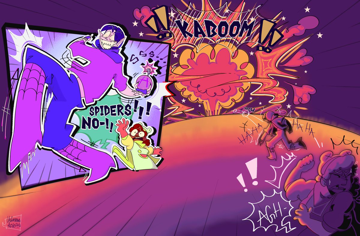 unknown_arie's tweet photo. I have…ocs 
I’m working on my very own comic series and I’m hoping to post some few episodes soon on tumblr 🦧

Basically it’s about a criminal and a super-heroine being unintentional frenemies somehow getting into misadventures together 

#ocs #oc #melonsservedwithspiders https://t.co/gou4j8qsbT
