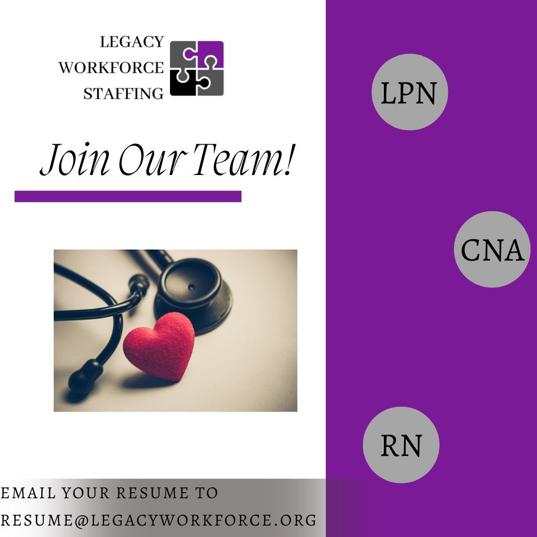 LegacyWorkforce's tweet image. Come join our team! We are hiring!

#nurselife #healthcare
#careergoals #nowhiring #employment #recruitment