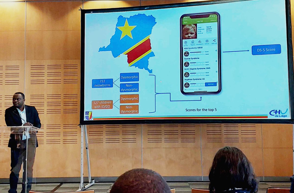 fdna's tweet photo. Dr. Aimé Lumaka presenting results of developing a dysmorphology score at the #ICHG23 #Face2Gene https://t.co/k7o2O3erc7
