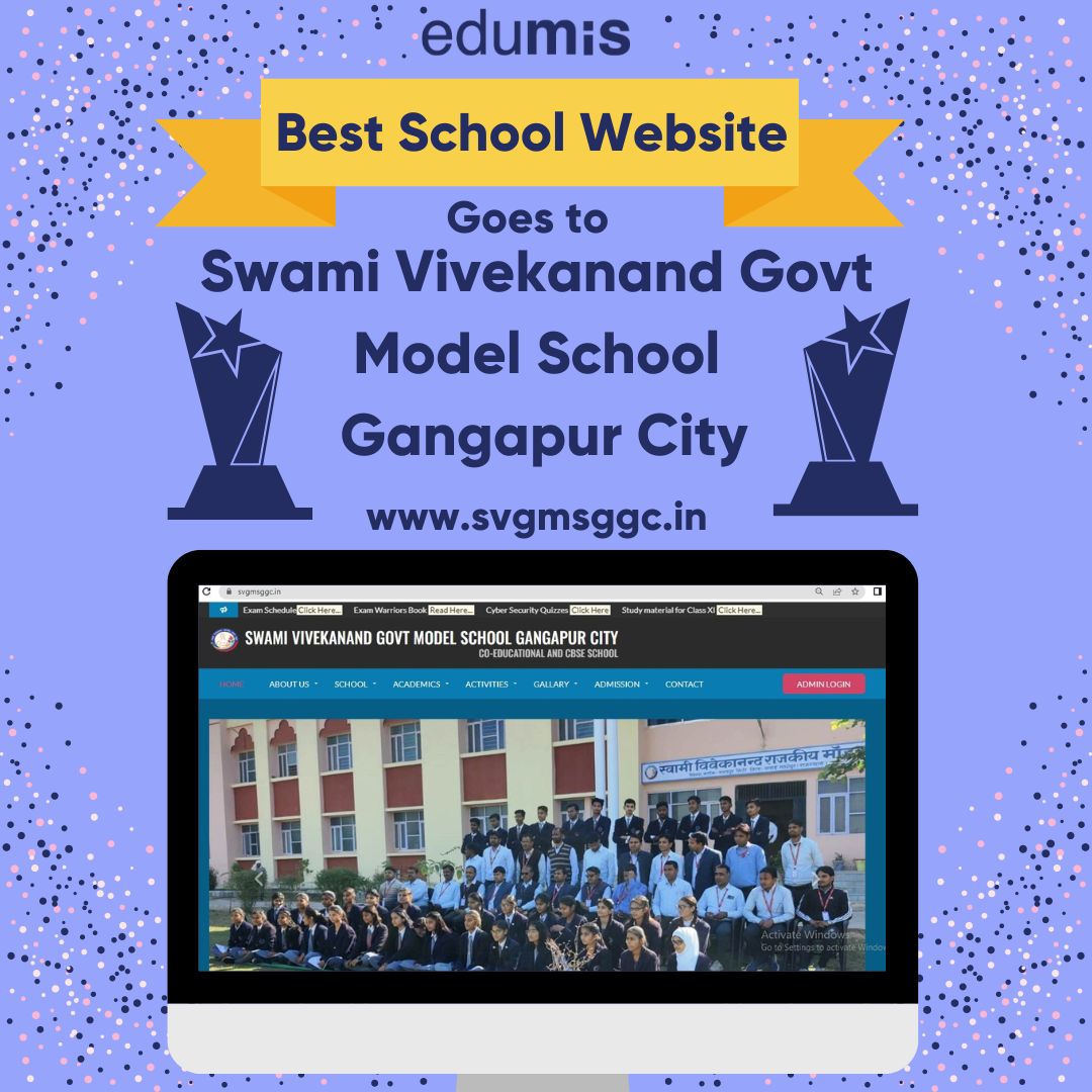 edumisindia's tweet photo. Out of all the customers of #EduMIS, Swami Vivekanand Govt Model School has maintained its website very well. That's why we are honoured to give this school the number-one position for its website.
https://t.co/gwcdYZ45Hr
#SchoolWebsite #EdTech #Enterpreneur #Rajasthan #Awarded https://t.co/aY6Kyu6oDs