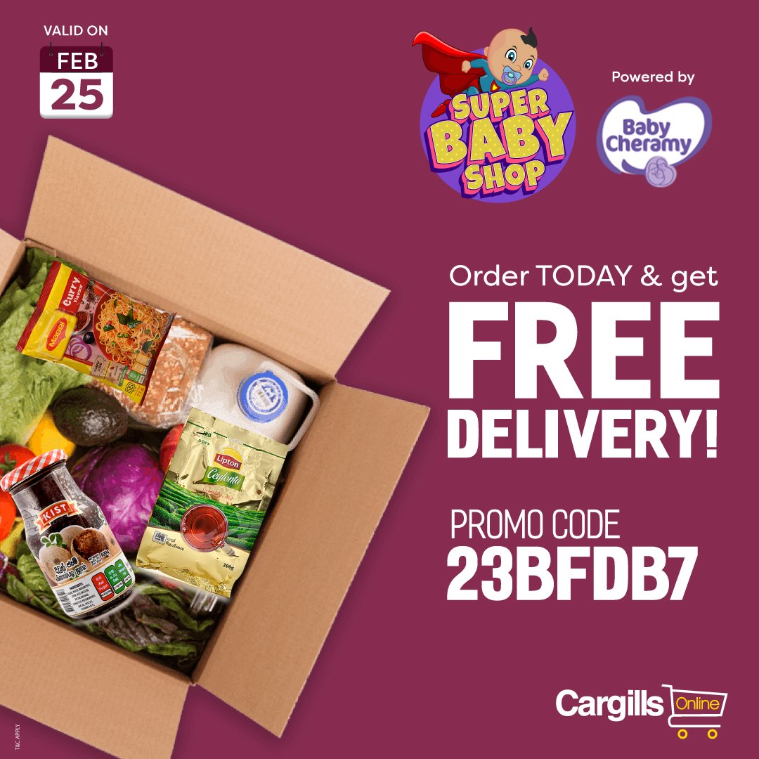 Shop online on Cargills Online and get all your items delivered for FREE❗ 🚛💨Valid only on 25th Feb 2023. 
#cargillsonline #freedelivery #shop #onlineshopping #delivery #free