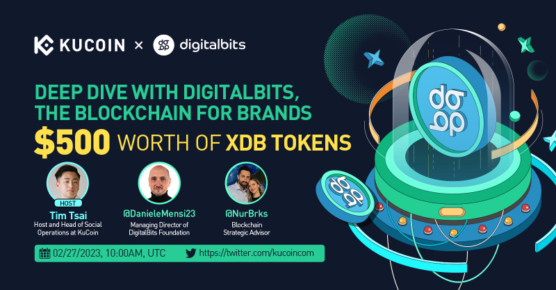 kucoincom's tweet photo. Join our Twitter Space to learn more about 'The Blockchain for Brands', @DigitalBitsOrg &amp; its open-source easy-to-use platform with host @timmtsai!

🎁$500 in XDB (10 winners)
1⃣Follow @kucoincom &amp; @DigitalBitsOrg
2⃣RT &amp; tag 2 friends
3⃣Join Space until the end

✅Set a reminder