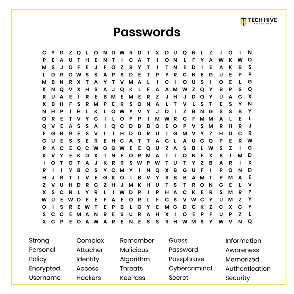 HiveAdvisory's tweet photo. Brain 🧠 Tease ❗️❗️❗️
Unlock the secrets of data protection as you unwind into the weekend with our mind-bending passwords puzzle!
Can you find all the hidden words before the clock runs out? 🕰️
#FridayFun #DataProtection #weekend #attechhive #techhiveadvisory #password https://t.co/9MAcuHCb46