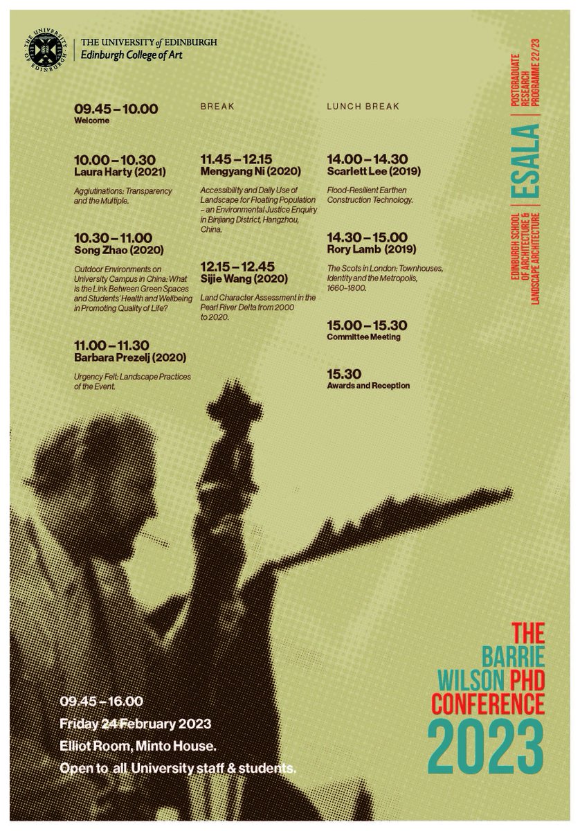 ESALA (@esala_edinburgh) on Twitter photo We are looking forward to ESALA's Barrie Wilson PhD Conference today (24/2/23)! Stop in if you can to learn about ongoing postgraduate research projects in our school. <a href="/eca_edinburgh/">Edinburgh College of Art</a> <a href="/ESALA_Edinburgh/">ESALA</a> <a href="/ESALAdeclares/">ESALA Climate Action</a> <a href="/edinburgh_ear/">Edinburgh Architecture Research Journal - EAR</a> We are looking forward to ESALA's Barrie Wilson PhD Conference today (24/2/23)! Stop in if you can to learn about ongoing postgraduate research projects in our school. <a href="/eca_edinburgh/">Edinburgh College of Art</a> <a href="/ESALA_Edinburgh/">ESALA</a> <a href="/ESALAdeclares/">ESALA Climate Action</a> <a href="/edinburgh_ear/">Edinburgh Architecture Research Journal - EAR</a>