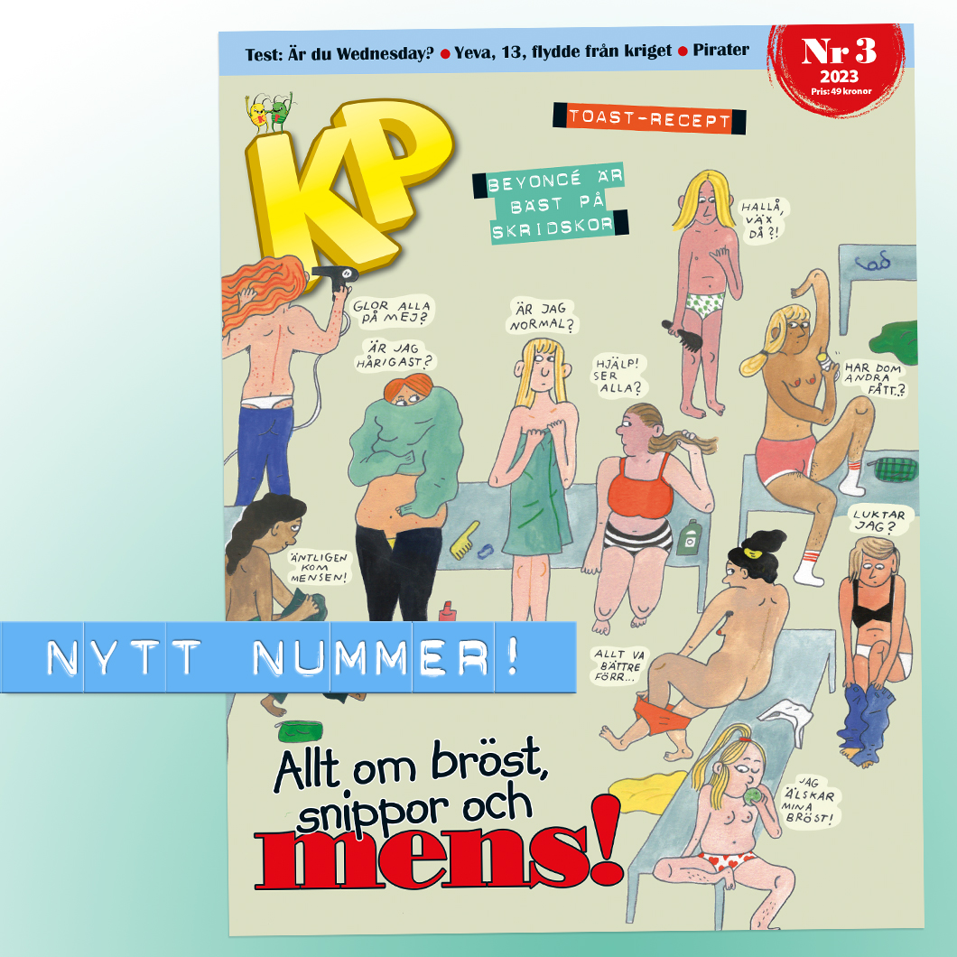 KP 3 med Kropp &amp; Knopp: Snipp-special. Mängder av läsarfrågor får svar från experten. 
Illustration: Emma Adbåge