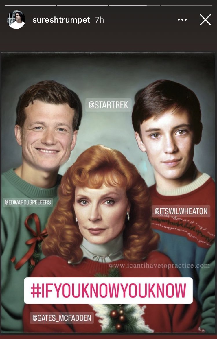 GatesFiles's tweet image. I’d like to stop laughing but I can’t 🤣 #InstagramFun #TheCrushers #MamaAndHerBoys #SpaceMom #SpaceSons #BeverlyCrusher #WesleyCrusher #JackCrusher

One note: I would have used a traveler Wesley photo (pssst Picard S2)