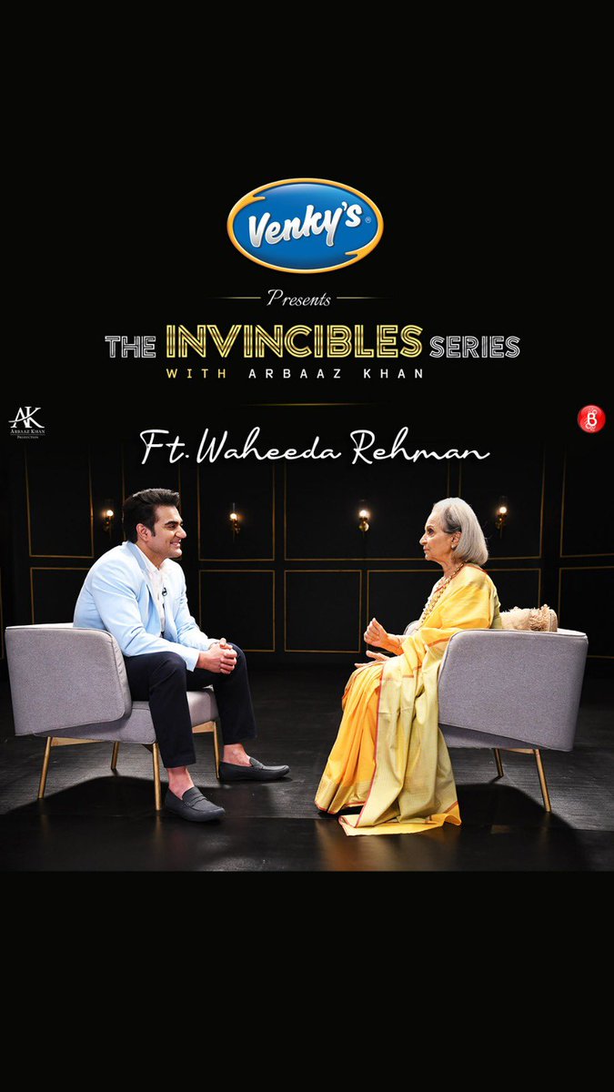 Discover the extraordinary life & career of Waheeda Rehman ji, one of India's most celebrated actresses, in a conversation with me on ‘The Invincibles Series with Arbaaz Khan’. Watch - bit.ly/TheInvincibles… @venkyschicken86 @arbaazkhanprodn #WaheedaRehmanOnInvincibles