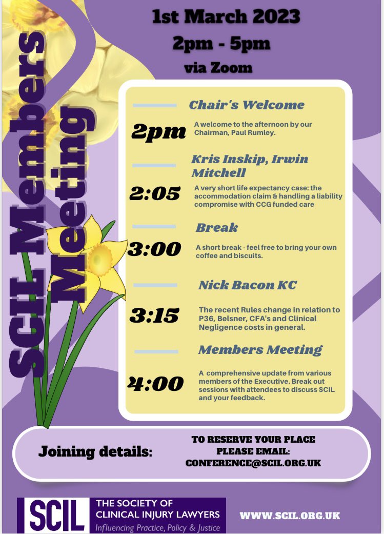 We are holding out next members meeting next Wednesday 1 March. Please see flyer attached. Should you wish to attend you need to email conference@scil.org.uk to receive joining details.