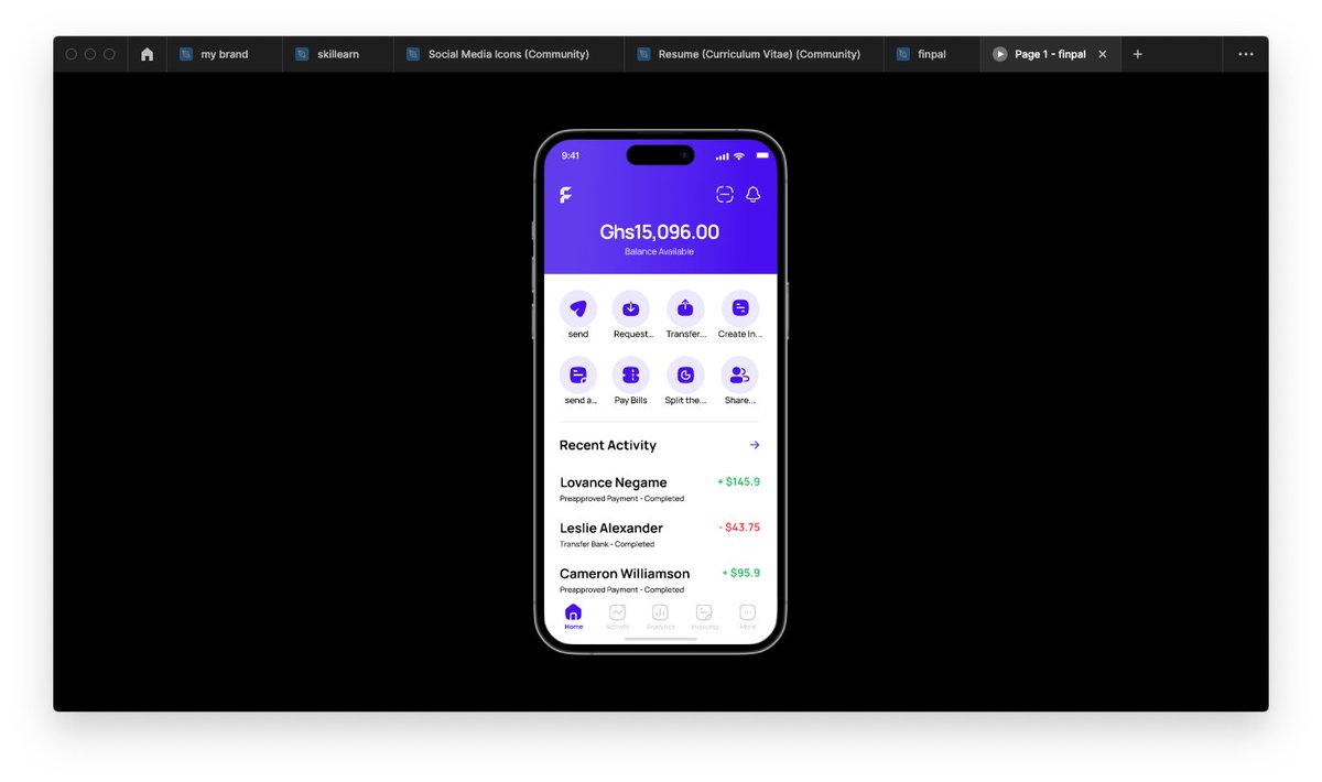 thekwamebrand's tweet photo. Introducing the sleek and user-friendly dashboard of FinPal finance app. Stay on top of your finances and investments like a pro! #FinPal #FinancialPlanning #UI #Dashboard #uiuxdesign #uidesigner https://t.co/09CvldLU9O
