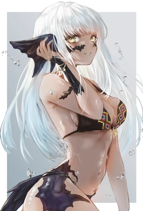 寒いけど水着ウラちゃん#FF14イラスト #FF14art 