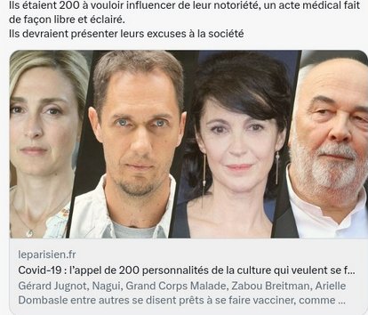 LIBERTA_PARITA's tweet photo. Alors les popols ? fiers de vous ? Vous êtes prêts à donner vos numéros de sécu qu'on vérifie si vous avez bien reçu vos doses ? #CovidGate #VeranGate #Jugnot #JulieGayet et les 198 autres capables d'influencer leurs fans pr servir bigpharma (et macron) https://t.co/H1jwnKpTjg