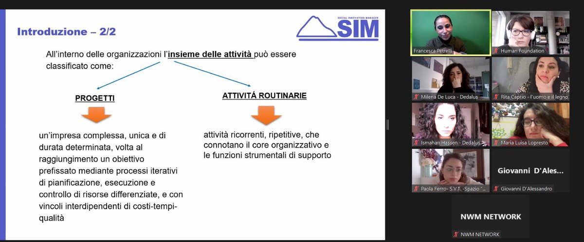 HUMANFdn's tweet photo. 🕦START‼️
💻Siamo online per la giornata di #formazione di #SIMNapoli in collaborazione con #Q8 con Francesca Petrelli di #FuturePeople per un focus su Modelli organizzativi e progettazione⤵️
#innovazionesociale
#sudinnovation https://t.co/gzeElm3oeE
