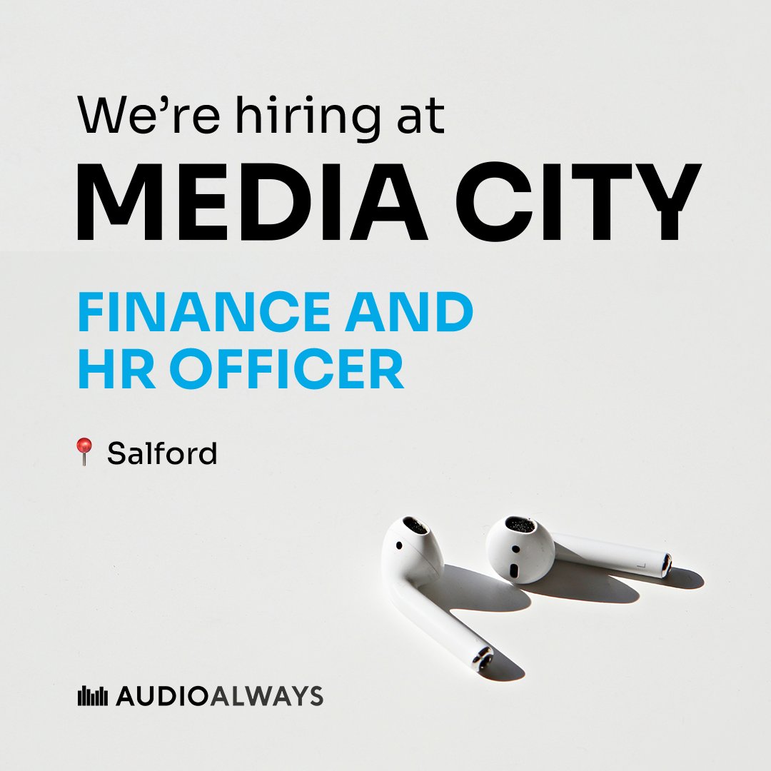 🚨 #JobAlert 🚨

We're looking for a 𝐅𝐢𝐧𝐚𝐧𝐜𝐞 𝐚𝐧𝐝 𝐇𝐑 𝐎𝐟𝐟𝐢𝐜𝐞𝐫 to join our @audioalways team at @MediaCityUK.

All the details and how to apply ⤵️ 
uk.indeed.com/job/hr-finance…

#mediajobs #radiojobs #salfordjobs #gmjobs