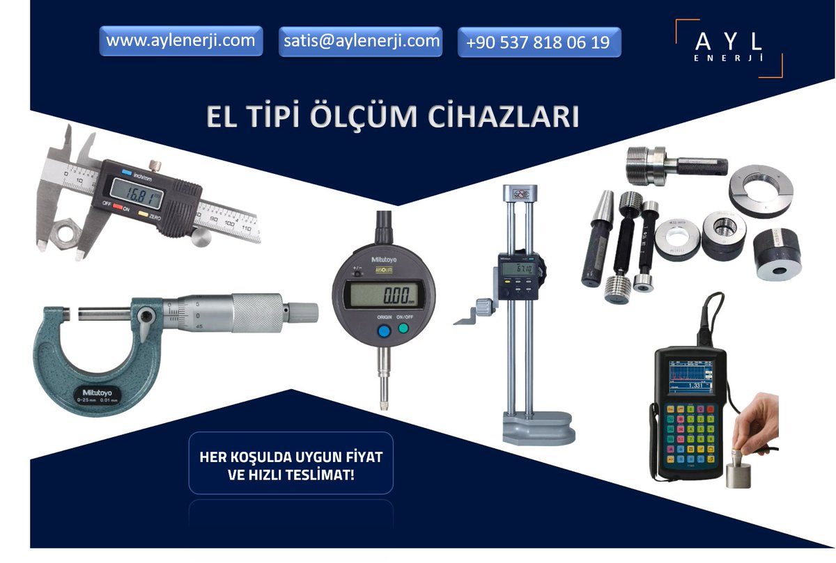 Tüm Ölçüm Cihazları İhtiyaçlarınızda Teklif Almak İçin;
satis@aylenerji.com
aylenerji.com

#mitutoyo #insize #asimeto #kumpas #mikrometre #suterazisi #mihengir #komparatörsaati #mastar #tedarik #endüstriyel #ürün #kalite #ölçüm #satinalma #kalibrasyon #aylenerji