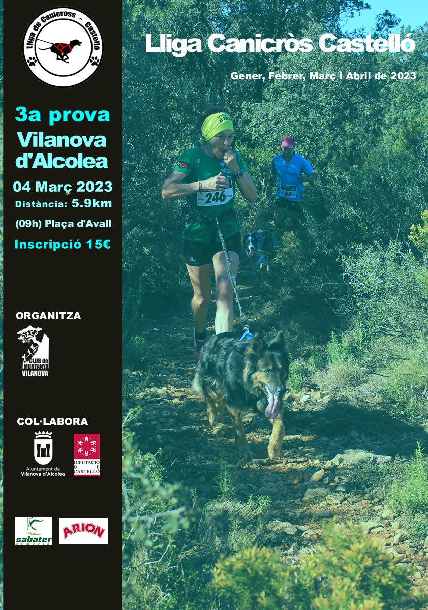 Aquest any, la tercera prova de la Lliga Canicròs de Castelló torna a tindre lloc a Vilanova d’Alcolea. 😃

Inscriu-te ja! 🏃🏃‍♀️🐶

T’esperem el dissabte 4 de març a les 09:00h a Vilanova d’Alcolea! 

runatica.com/event/lliga-ca…