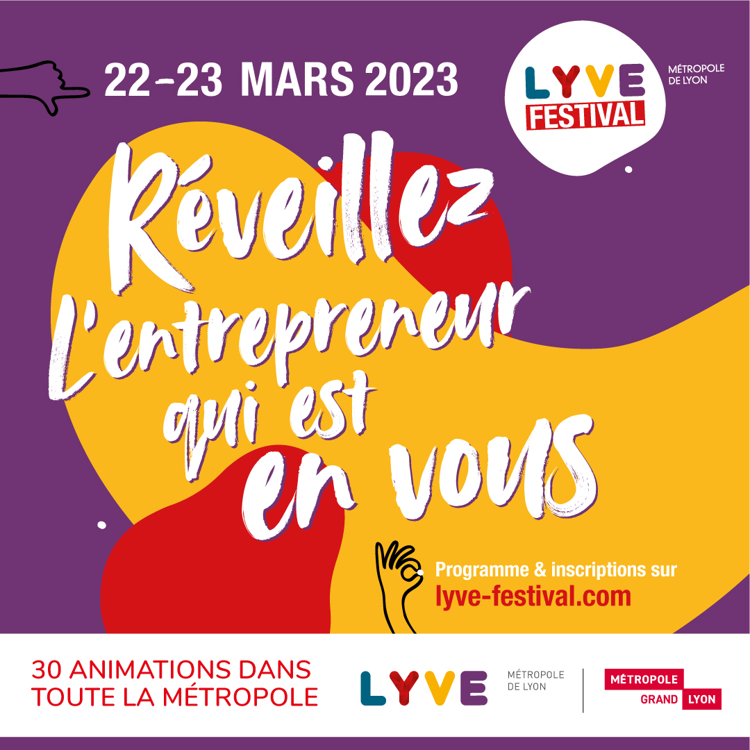 🚀Le Festival LYVE revient pour sa 5ème édition, les 22 et 23 mars, dans tout le <a href="/grandlyon/">Métropole de Lyon</a> ! 
C’est gratuit, ouvert à celles et ceux qui sont curieux ou rêvent de monter leur boîte. 
🔍 Infos et inscription aux animations sur : lyve-festival.com
<a href="/LYVE_Lyon/">LYVE LYON</a>