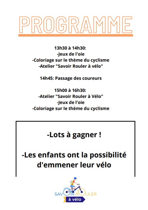 A l'occasion du passage du Paris/Nice dans l'Allier le mercredi 8 mars, l'USEP et PSL vous accueille à Saint-Pourçain pour des ateliers autour du vélo. N'hésitez pas à venir nous rendre visite avec vos enfants!!
<a href="/DSDEN_03/">DSDEN Allier</a> <a href="/Eps03degre1/">Conseillers Pédagogiques EPS 03</a> <a href="/usepnationale/">USEP nationale</a> #parisnice
