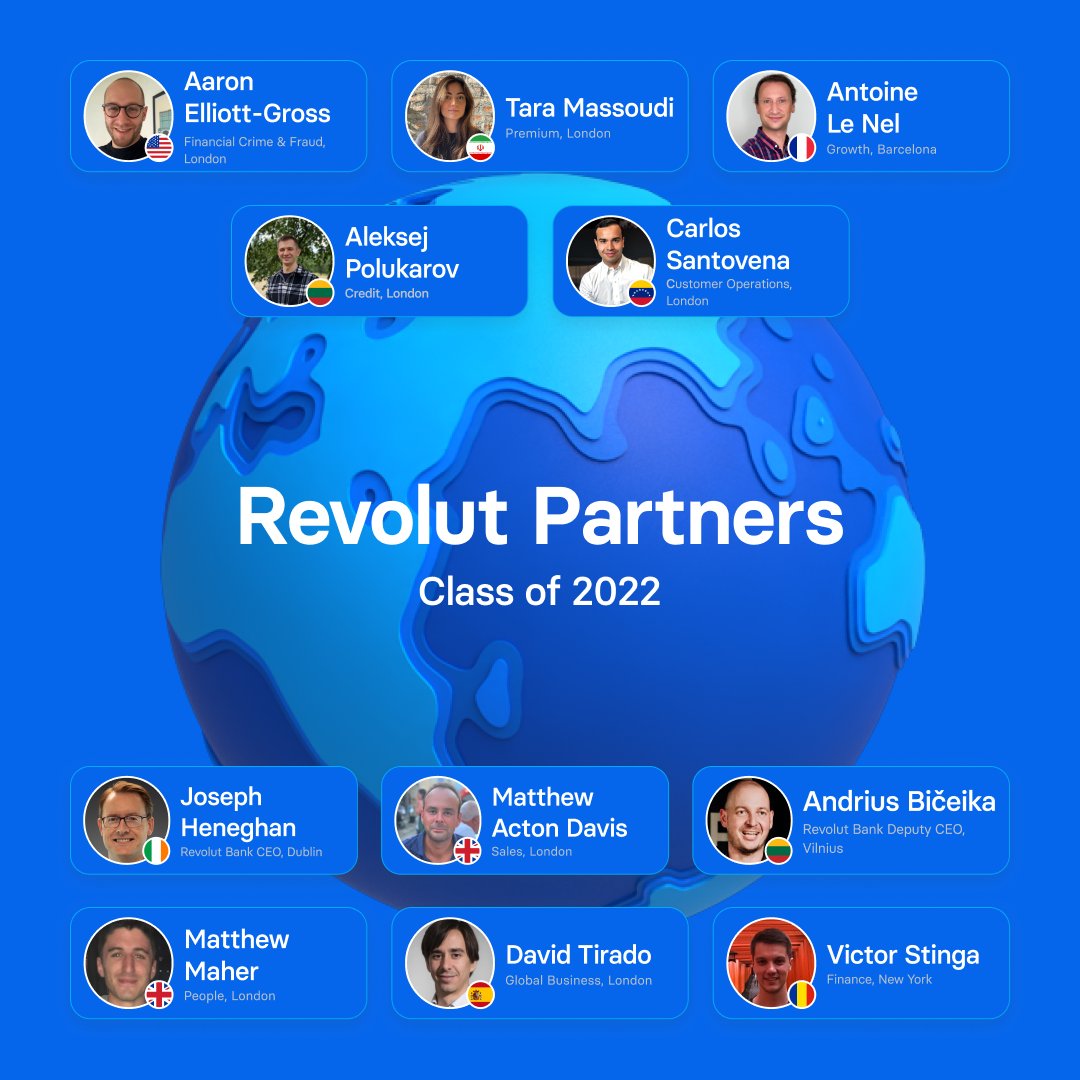 RevolutInsider's tweet image. We are pleased to announce the Revolut Partner Class of 2022. Our global partnership demonstrates that our people are critical to achieving our mission of becoming the first truly global financial super app.