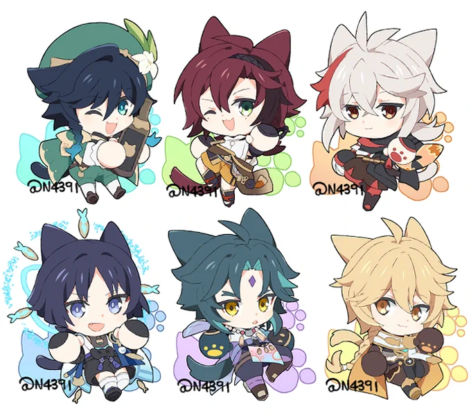 Anemo catboys! (Late for 2.22, cat day)#genshinimpactcc #猫の日 
