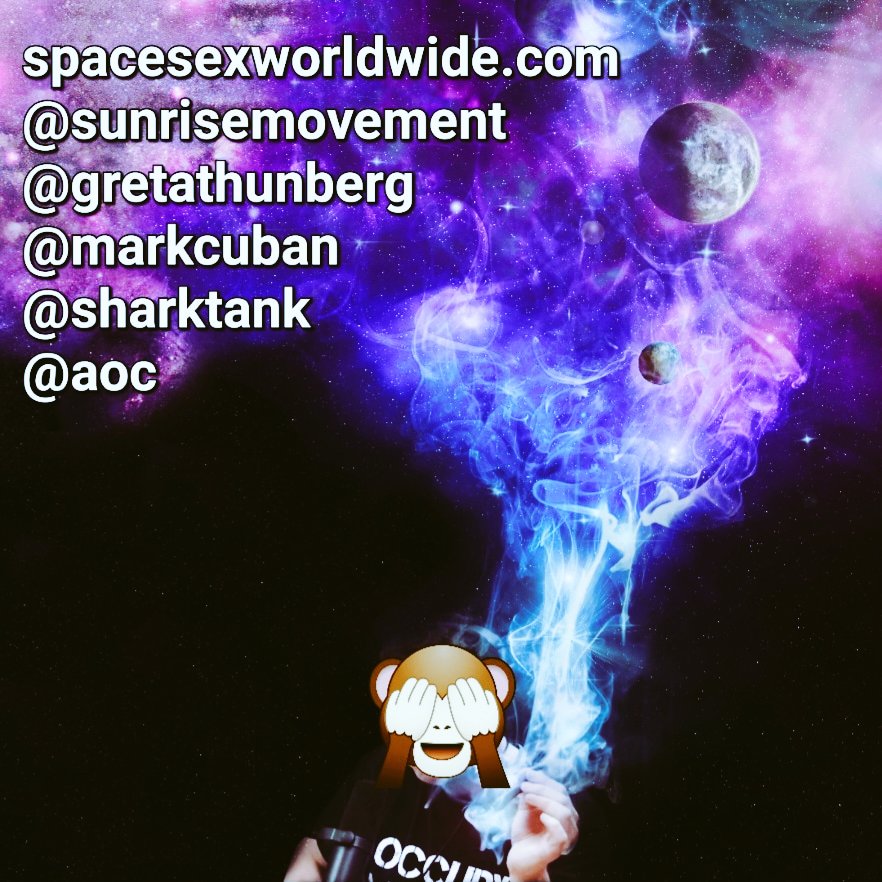 SpaceSexWorld's tweet photo. Let’s exploit the sexual frustration of the narcissistic elite and use their money to jumpstart an accelerated roadmap to fixing the planet
that they themselves destroyed. 

51% SpaceSex profits used to heal Earth.

👋 @elonmusk 
👋 @JeffBezos 
👋 @OwnerFacebook https://t.co/aitSA1F58H