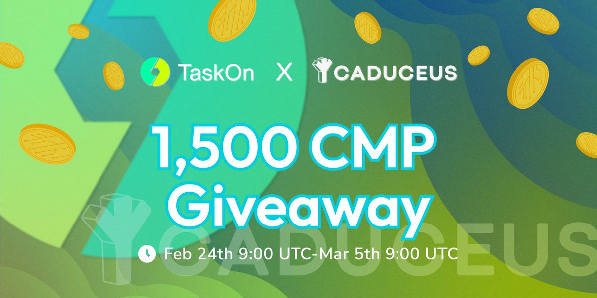To celebrate joining forces with <a href="/taskonxyz/">TaskOn | Ultimate Web3 Community Growth Platform</a> we'll be airdropping a share of 1500 $CMP to some lucky winners! 🎉

Just complete the 5 simple tasks below for your chance to win! 

👉 taskon.xyz/campaign/detai… 👈

Stay tuned for more exciting #giveaways!

#Caduceus #Web3 #Blockchain