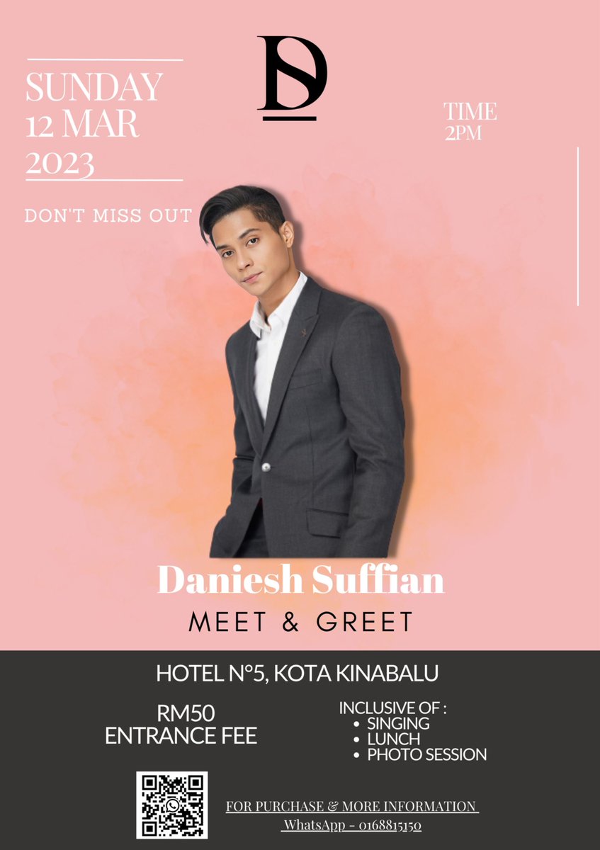 Attention to everyone! 😊
My first ever meet &amp; greet session in Kota Kinabalu will be retimed to 2pm onwards ya! Ini adalah untuk memberi laluan kepada mereka yang beragama islam untuk menunaikan solat Zohor pada hari tersebut 😊
Contact 0168815150 now. See you there 🫶🏻