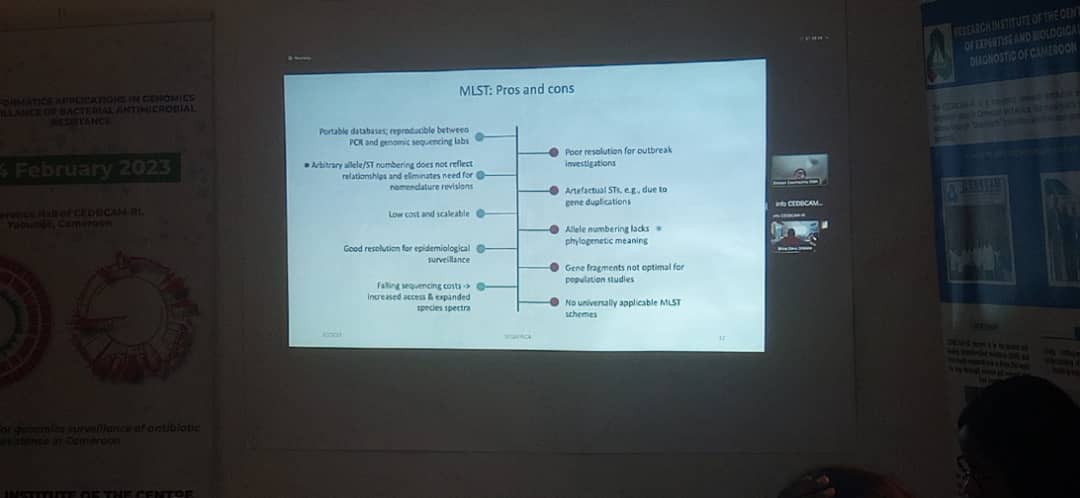 cedbcam_ri's tweet photo. End of Day2 of our #bioinformatics workshop. @bioinfo_erkison took our participants through web-based bacterial typing tools #mlst #pubmlst #serotyping #seqsero and #speciator of @Pathogenwatch. 

@AfricaSeq
@JunoSeq
@pneumowatch 
@LFounou 
@CarrelFounou 
@ArmandoDjiyou https://t.co/Cagm1p2eLN