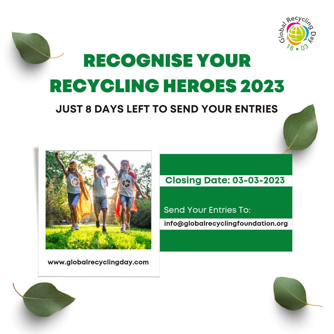 RanjitBaxi's tweet photo. Nominate your #RecyclingHeroes to recognise our unsung heroes promoting #Sustainability #CircularEconomy #Recycling #SeventhResource raw materials for our #Industries Nominations Closing date to is 03rd March @COP27P @UNEP #COP28 @GlbRecyclingDay @_AfricanUnion @g20org @BBCWorld https://t.co/bjEfk0dAtP