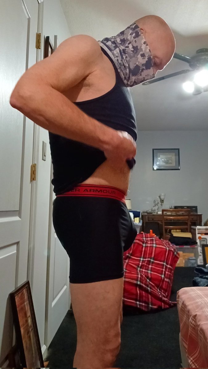 kyworkboots's tweet photo. After &amp; before. Yes it's in reverse... and I know I'm wearing the gaiter wrong. Figured it out in the 3rd pic. 😝 These Under Armour #boxerjocks are HOT AF. #briefsbulge #briefbulge #meninbriefs #underwearfetish #underwearaddict #boxerjock https://t.co/hFIgiozjMG