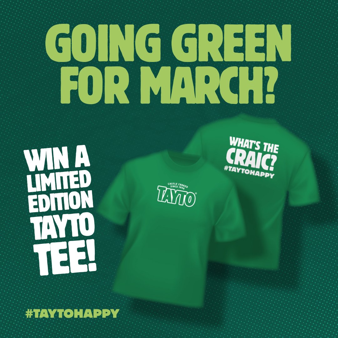 Wherever you might be in the world🌍, we're giving you the chance to #WIN 2 x LIMITED EDITION T-SHIRTS👕👕 for you &amp; your bestie just in time for St Patrick's Day! 3️⃣PAIRS UP FOR GRABS!

To enter, FOLLOW <a href="/MrTaytoNI/">Mr Tayto</a>, LIKE this post &amp; TAG your bestie below. T&amp;Cs apply. #taytohappy