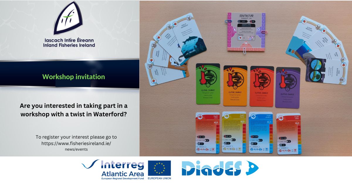 InlandFisherIE's tweet photo. INTERACTIVE WORKSHOP

We are hosting a workshop with a twist – to play a serious game about managing diadromous fish species, named DiadESland.

Where: Waterford
When: Thursday 2nd March 2023

Register your interest here NOW: https://t.co/GGf7evGFuk

#Diades #fisheries https://t.co/tOdmeFqx2F