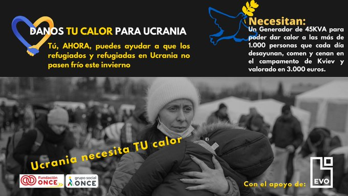 Fundacion_ONCE's tweet photo. Tú, ahora, puedes ayudar a que los refugiados en #Ucrania no pasen frío este invierno.
Ellos y ellas necesitan TU calor. NUESTRO calor. Colabora.
https://t.co/To33mdbBLL #ColaboraFONCE https://t.co/kTLZCw02g1