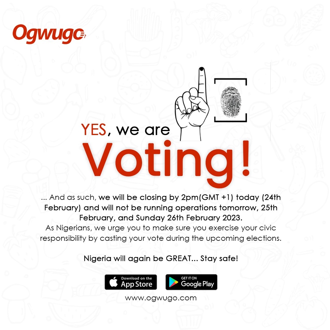 ogwugofood's tweet photo. ANNOUNCEMENT 📢

#ogwugofood #notice #mobilefoodapp #generalelection #votewisely https://t.co/AG8NP1GaJd