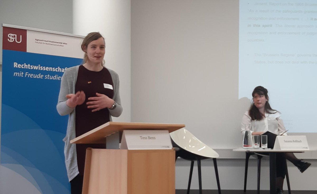 Deference to the foreign when enforcing judgements? Tess Bens <a href="/MPI_Luxembourg/">Max Planck Institute Luxembourg for Procedural Law</a> now discusses adaptation mechanisms @  #YoungPIL23 #IPRNachwuchs  <a href="/FreudSfu/">Sigmund Freud PrivatUniversität Wien</a> 
<a href="/Rossbacs/">Susanna Roßbach</a>