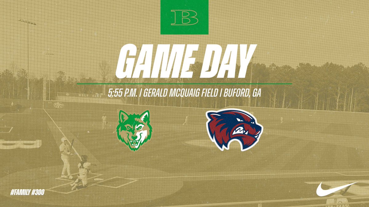 Game Day at Gerald McQuaig Field for the Varsity Wolves. First pitch at 5:55 p.m. vs <a href="/WoodstockHS1/">Woodstock HS</a> Be there early to watch <a href="/BWolvesSoftball/">Buford Wolves SB</a> get their State Championship Rings before the Game!!! #Family #GoWolves #300