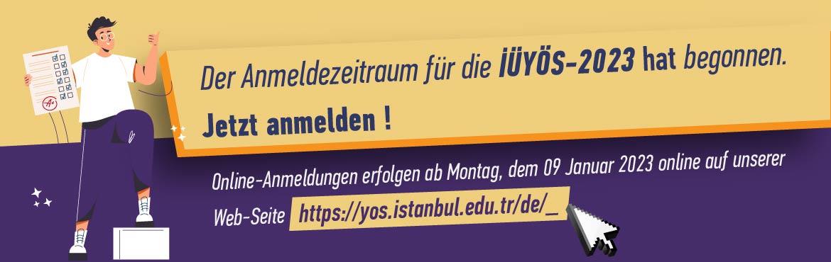 MEBKoeln's tweet photo. İÜYÖS-Aufnahmeprüfung der Universität Istanbul
Aufnahmeprüfung für ausländische Studienanwärter

Anmeldung vom 06 Februar 2023 bis 07 April 2023 23:59 (Uhrzeit Türkei)
https://t.co/03lcHSq3qp

@TC_KolnBK @tcmeb @mebabdigm @mebyyegm @istanbuledutr https://t.co/41PBvI9Y81