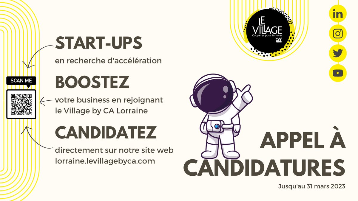 Vous cherchez à #booster votre #développement  ? 🚀
Situé au cœur de Nancy 📍, le #VillagebyCA Lorraine offre un #accompagnement personnalisé 🎯, un environnement de travail stimulant et inspirant✨, avec l'accès à un vaste #écosystème🤝

Candidatez ici ➡ ow.ly/8jhH50KmG3s