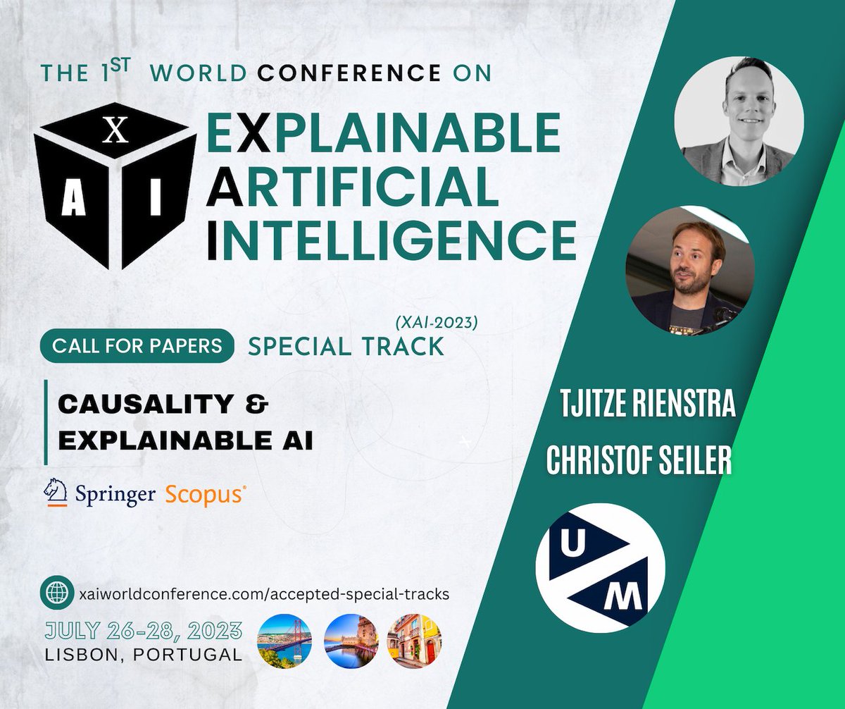 We're excited to have our #XAI research area group present at the 1st World Conference on eXplainable Artificial Intelligence in Lisbon 26-28 July, with two special tracks: Explanations for Advice-Giving Systems and Causality &amp; Explainable AI! More info: xaiworldconference.com/accepted-speci…