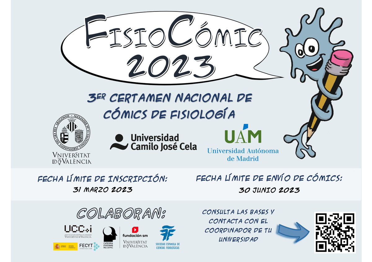 DrLitos's tweet photo. Abierta la inscripción a #FisioCómic2023 espero que tengáis pensado qué proceso fisiológico vais a ilustrarnos ANÍMENSE https://t.co/mgONsuOUaW