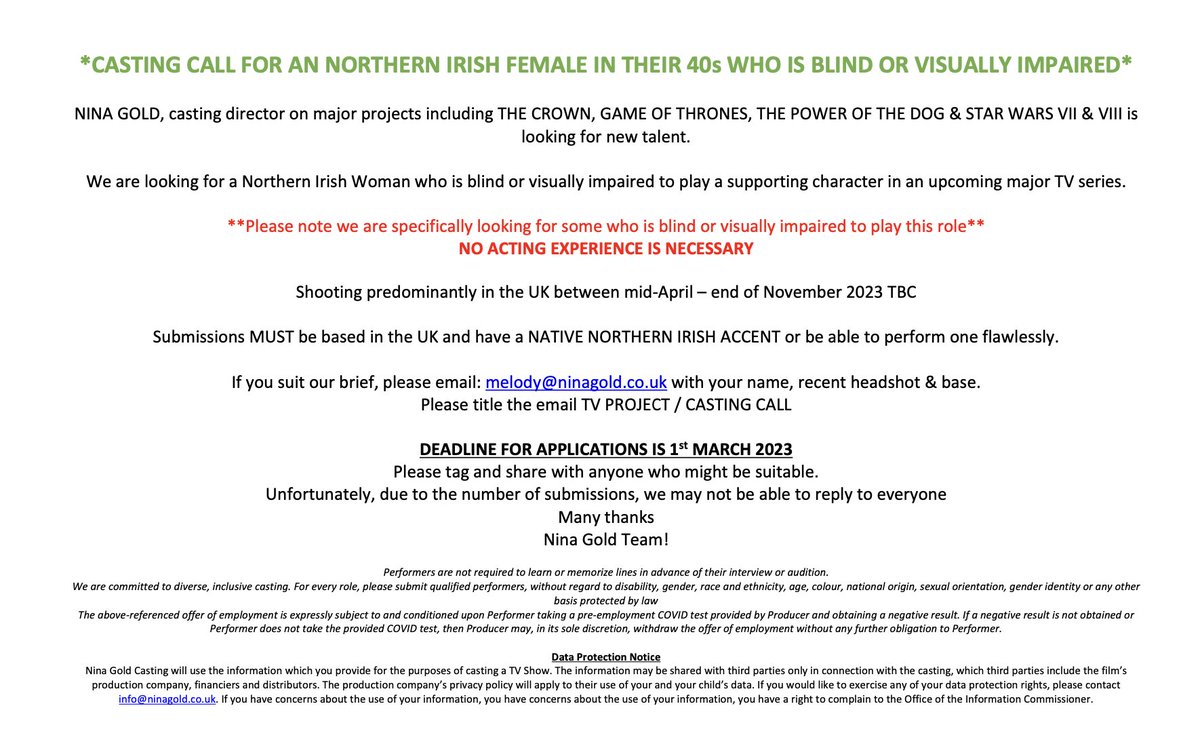 Hi <a href="/TripleC_UK/">TripleC - Creative Confidence Collective</a> please take a look at our casting call and share!