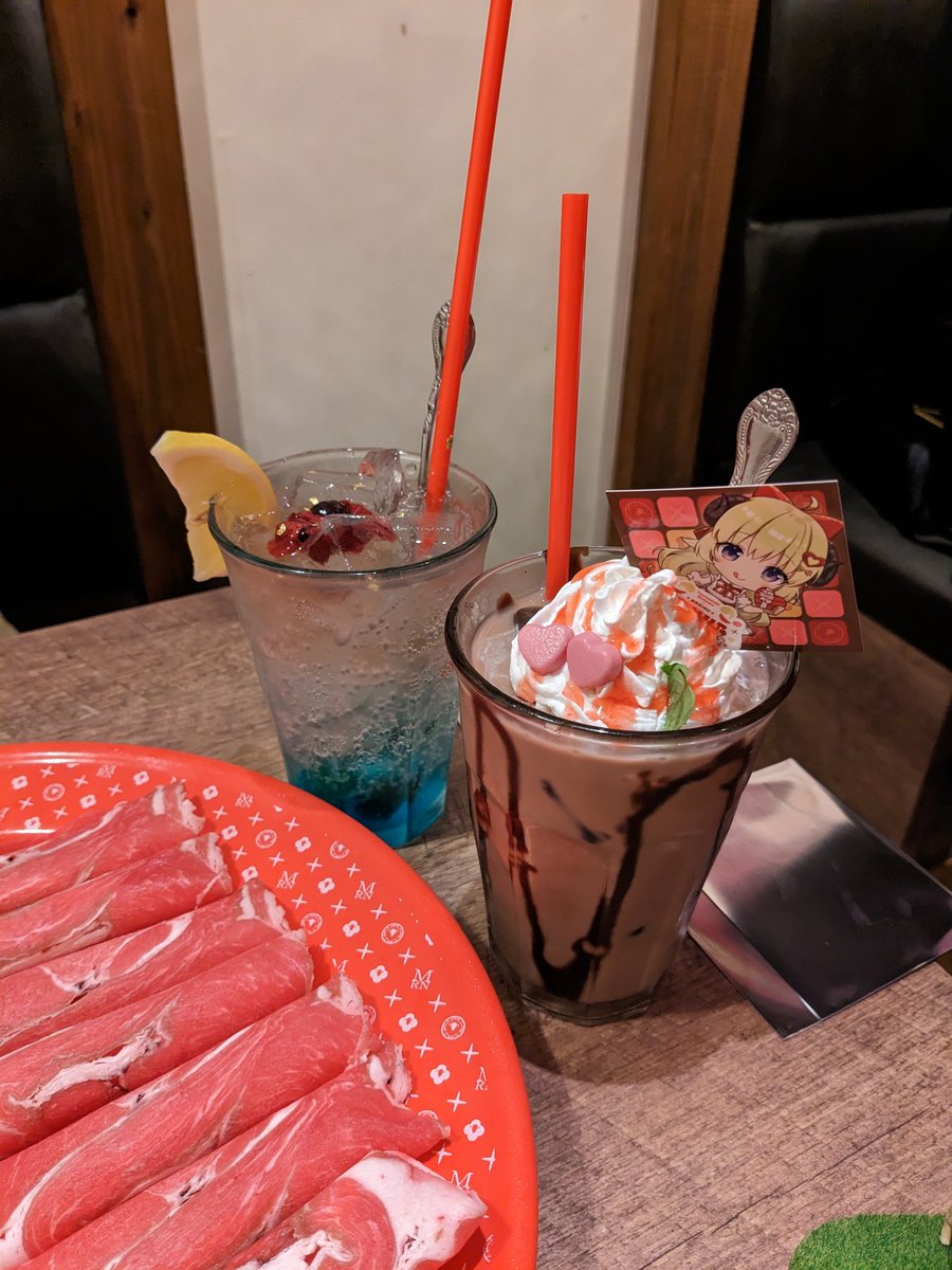 角巻わため 「おなかいっぱいだー!これだけは言っておく…ラムしゃぶごっさ…うまかった……めり乃」|鶏ぽんのイラスト